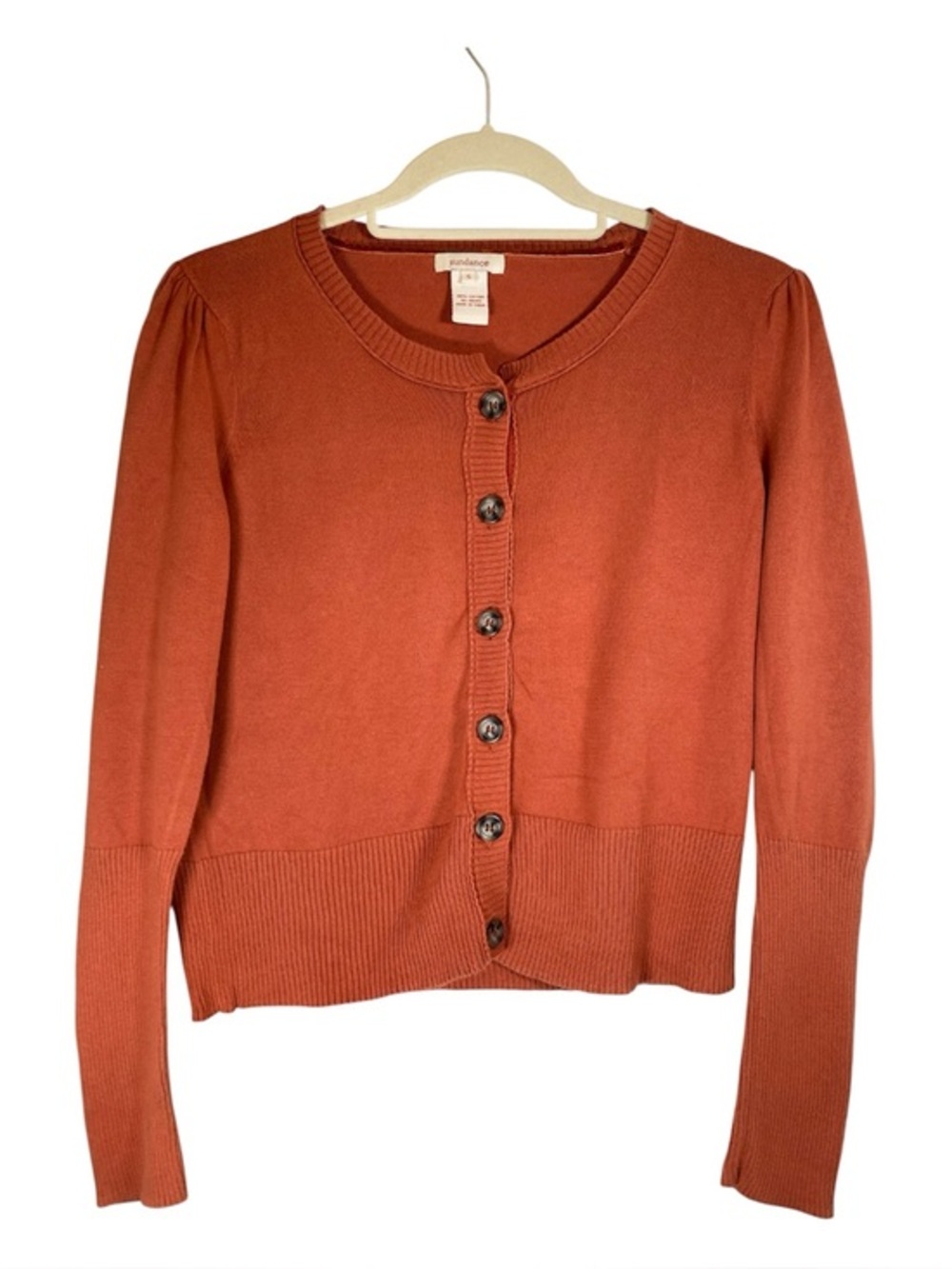 SUNDANCE Rust Colored Button Front Knit Cardigan Top S